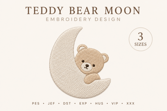 Download Moon Bear Embroidery Design – 3 Sizes - Design Collection
