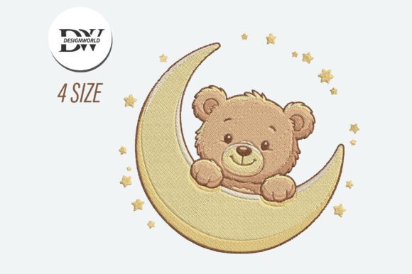 Download Teddy Bear Moon Embroidery Design - Design Collection