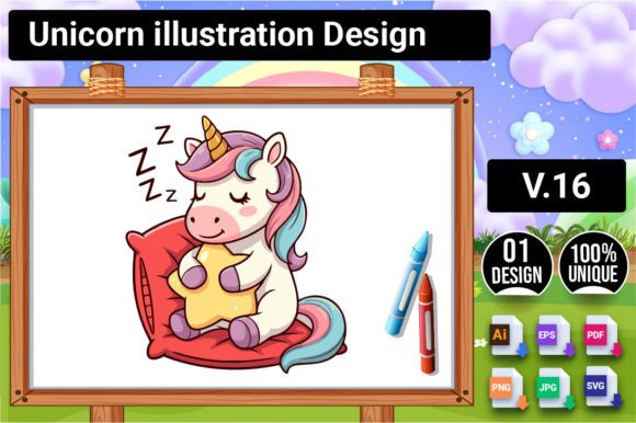 Download Unicorn Illustration Design V.16 - Design Collection