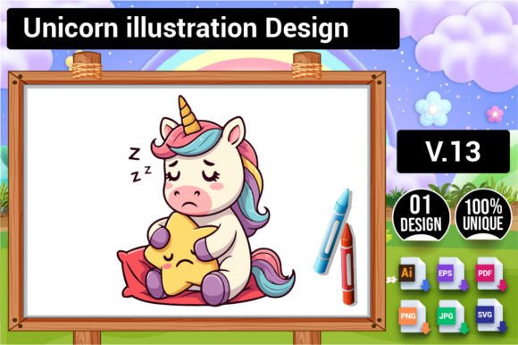 Download Unicorn Illustration Design V.13 - Design Collection
