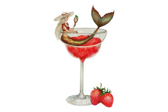 Download Hand-drawn Mermaid in Cocktail Design - Design Collection