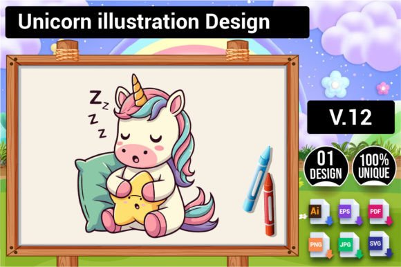 Download Unicorn Illustration Design V.12 - Design Collection