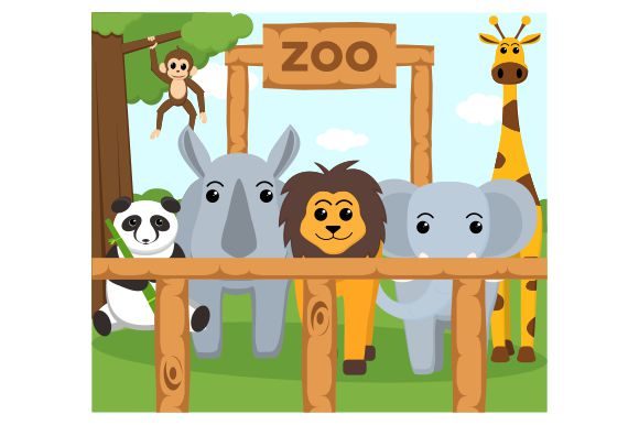 Download The Zoo Animals Flat Design - Design Collection